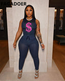 Solid Women Skinny Two Piece Sets Spring Bodycon Tracksuits Dollar Print Top And Leggings Pants 2pcs Outfits 2022