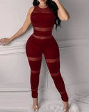 Casual Sheer Thick Strap Sleeveless Skinny