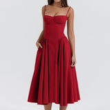 Fongt Women's French Elegant Retro Dopamine Wearing Sling Dress