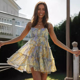 Fongt Spring And Summer New Holiday Style Sexy Print High-End Sling Dress Women Have Inside