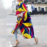 Fongt Spring And Autumn Wishebay Long Horn Sleeve Coat Print Loose Wind Coat