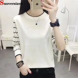 Knit T-shirts Korean Bottom Pullover Hollow Out Knitwear 3/4 Sleeve O-neck Tees Casual Elegant New Chic Spring Summer