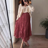 Fongt Spring And Autumn New 100 Folded Wrinkles Skirt Hot Soft Half Dress In Wind