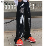 Black Punk Cargo Pants For Girls Ulzzang Korean Sweatpants Baggy Gothic Pant Summer Autumn Hip Hop Harajuku Trousers