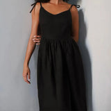 Fongt 2024 Women's Wear Elegant Back Sen Sexy V Neck High Waist Fashion Slip