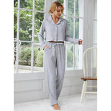 Fongt Women's Pajamas Autumn And Winter Thick Long-Sleeved Cardigan Trousers Two Sets Of Home Clothes-Outfit