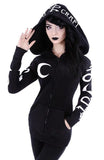 Hoodies Gothic Punk Moon Letter Print Sweatshirts 2020 Autumn Winter Long Sleeve Black Jacket Zipper Coat Casual Hoody