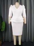 Fongt Fake Two-Piece Bag Ass Skirt Lightly Cooked Wind Party Lotus Leaf-Side High-Waisted Dress