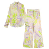 Spring Printed Shirt 2624138 Printed Wide-Leg Trousers 2775156 Suit-Outfit