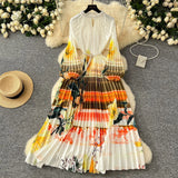 Fongt Collar Nail Bead Lantern Sleeve Pearl Belt To Collect Long-Term Printed Pressure Skirt
