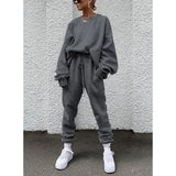 Fongt 2024 Women's New Ebay Burst Pure Color Long-Sleeved Trousers Loose Casual Suit
