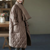 2022 Winter Women's Down Jacket With A Scarf Quilted Padded Coats Female Long Puffer Jacket Warm Parka Ladies