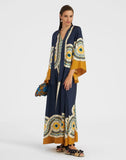Fongt Summer Printed Seven-Sleeve Collared Dress