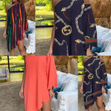 New Fashionable Sexy Lotus Leaf Edge Printed One-Sleeve Open-Shoulder Dress-Outfit