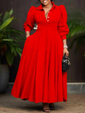Fongt Women's Elegant Long-Sleeved Shirt Dress In Fashion And Long African Dress