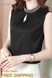 Summer Women's Shirt Chiffon Blouses for Women Sleeveless Solid Shirt Chinese Stand Neck Blouse Female Embroiderey