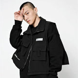 Men Hip Hop Combat Vest Cargo Jacket Streetwear Harajuku Buckle Ribbon Tactical Vest Bomber Waistcoat Utility