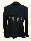 STREET Newest 2023 Designer Blazer Suit Women's Perspective Gauze Patchwork Blazer Pencil