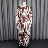 Fongt Printed Pantyhose Kit Rope Tie With Loose Blouse And Casual Broad Leg Pants Two-Piece Set