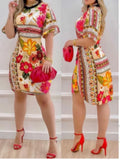 New Color Positioning Printing Short-Sleeved Dress From Stock-Outfit