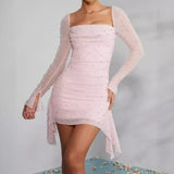 Fongt Pink Sexy High-End Pearl Skirt
