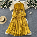 Fongt Dress Female Design Sense Single Buckle Loose Belt Strap Thin Temperament Over The Knee Dress 0515