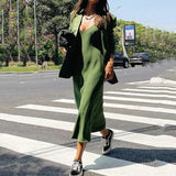 Fongt 2023 New Solid Color Low Collar Slim Dress Small Two Suit-Outfit