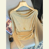 Fongt Year's Popular Beautiful Sweater Niche Loose Thin Lazy Wind Apricot Print Knitted Bottom Shirt Woman