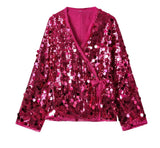 Fongt New Women's Shirt Fashion Solid Color Beads And Uniform V-Neck 3736240