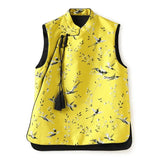 Imitation Silk Brocade Vest Women's Spring New Original Design Retro Embroidery Chinese Style Buckle Blouse-Outfit