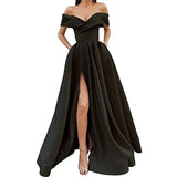 Fongt 2025 New Party Evening Dress Word Shoulder-Singing Noodles Long Overseas Warehouse