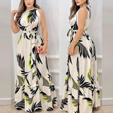 Fongt Summer New Hanging Neck Tie Print Lotus Leaf Dress Woman