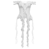 Fongt Cool Sister Style Lace Splicing Hollow Shoulder Vest Female Niche Irregular Thin Coat Summer