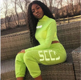 Reflective Letter Print Neon Green