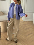 Solid Buttoned Cardigan-Outfit
