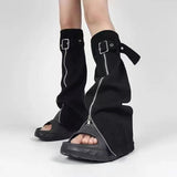 Fongt Hottie Fried Street Wash Denim Leg Set Design Strap Pile Trousers Calves Denim Shorts Cover