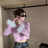 Fongt Short Autumn Dress Women Autumn Small Design Feeling Long-Sleeved Fur Coat Gentle Wind 2025 Cardigan Small Coat