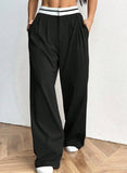 Fongt Commuting Coloring Belt Broad-Legged Suit Pants
