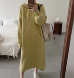 Fongt In The Long Bathroom Dress Female Autumn Dong 2024 New Loose Knit Wool Dress With Dress Inside Thick-Outfit