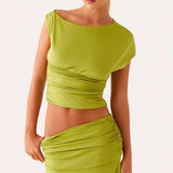 Fongt Two Sets Of New Short-Term Umbilical Wrinkles Body-Body Hip Skirt Suit