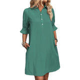 Fongt Women's Summer New Wish Casual Loose Solid Color Dress