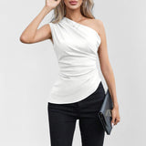 Fongt Women's Summer Sloping Shoulder Sling Vest Female Elegant Chic Repair Hottie Sleeveless Top