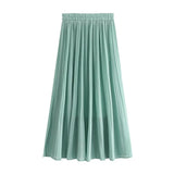Pleated High Waist Skirt Female 2020 Summer Solid Chiffon Long Skirts For Women Korean Casual Midi Pleated Skirt