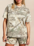 Fongt Summer 2025 Summer Camouflage Shorts Comfortable Fashion Casual Two-Piece Women's Suit