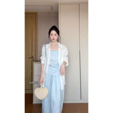 Fongt Temperament Lazy Style A Set Of Thin Shirt Folds Design Smear Tsets Women's Boobs Half-Dress Women's Suit