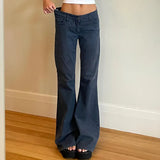 Fongt 2025 Retro Style Low-Waisted Denim Micro-Speaker Simple Casual Trousers Street Personality Hottie Women's Clothing