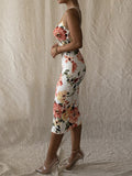 Floral Midi Dress Women Sexy Spaghetti Straps Backless Bodycon Party Dresses Summer Slim Fit Print Long Dress 2020
