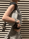 Raglan Sleeve Grunge Wing Print Crop Top-Outfit
