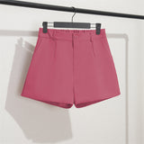 Fongt And Summer Slim Show Thin Shorts Female Blue New 2024 Korean Version Design Sense Casual A Word Wear Wide-Leg Pants-Outfit