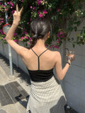 Fongt Xixi 2025 Spring And Summer New Simple Temperament Pure Knitted Bottom Sling Vest Women 89236